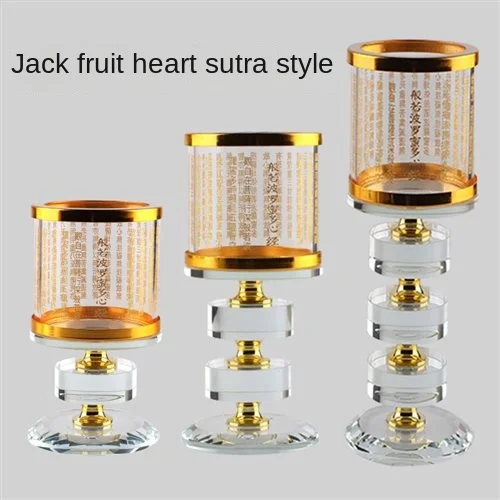 Crystal Lotus Windproof Candle Holder Great Compassion Mantra Sutra Crisp H Oil Lamp Holder Decoration Buddhist Supplies