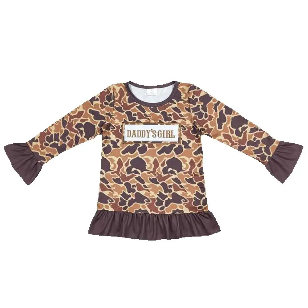 

Baby Daddy's Girl Brown Camo Ruffle Tee Shirts Tops