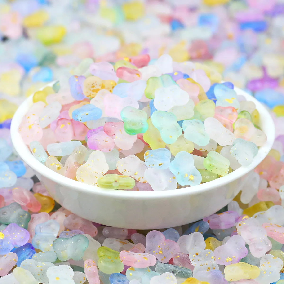 100/200/400pcs 10mm Mixed Color Acrylic Butterfly Beads With Golden Spots For DIY Bracelet Necklace Hair Clips Crafting Supplies