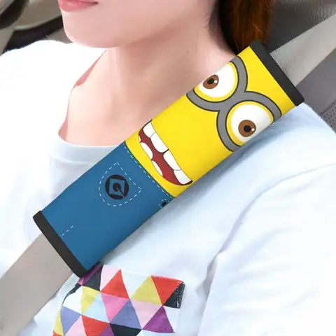 Personalizzato M-Minions Anime carino copri cintura di sicurezza per auto confezione da 2 spalline per cintura di sicurezza