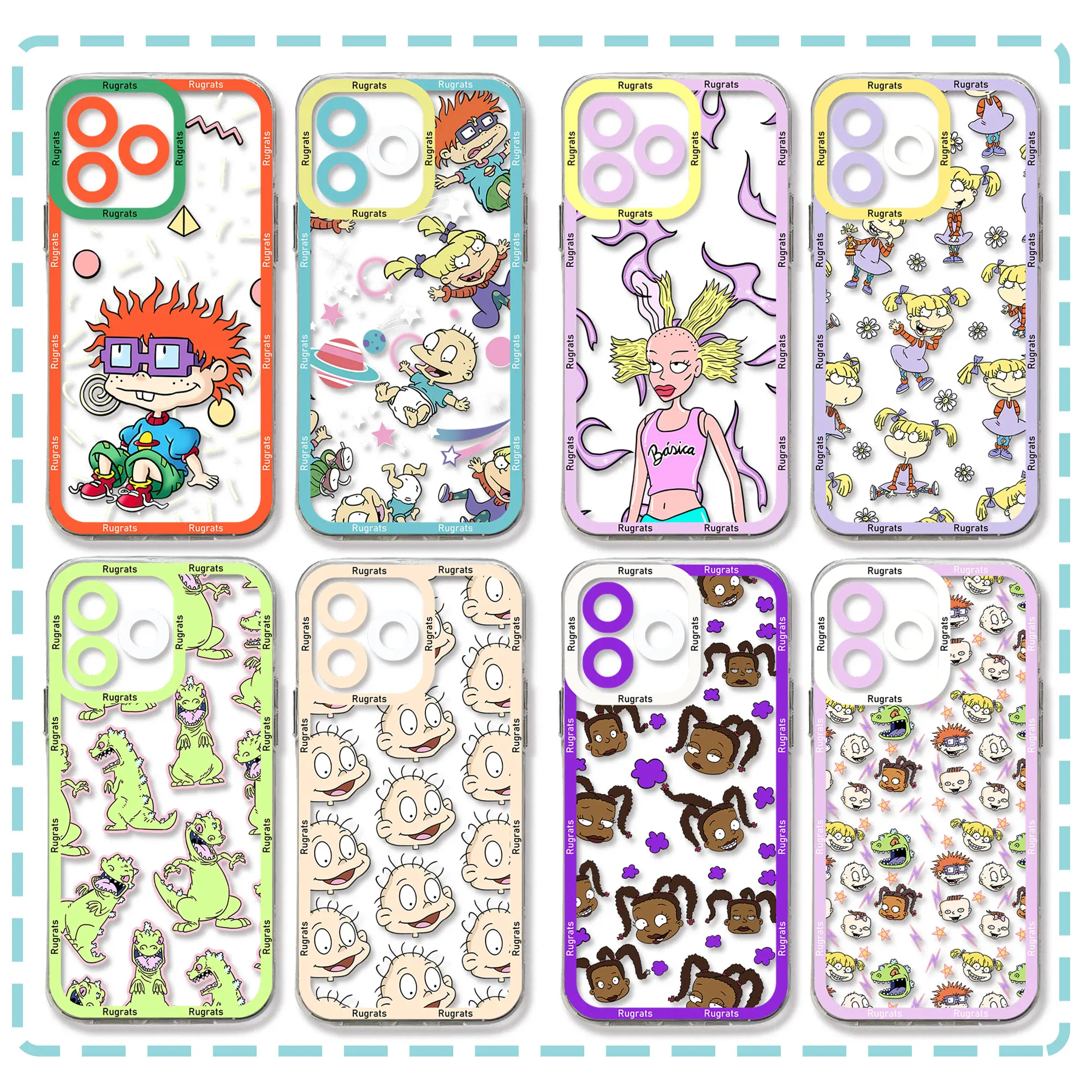 Cartoon Phone Case For iPhone 15 14 13 12 11 Mini Pro Max X XR XSMax 6S 6 7 8 Plus SE20 Transparent Cover R-Rugrats