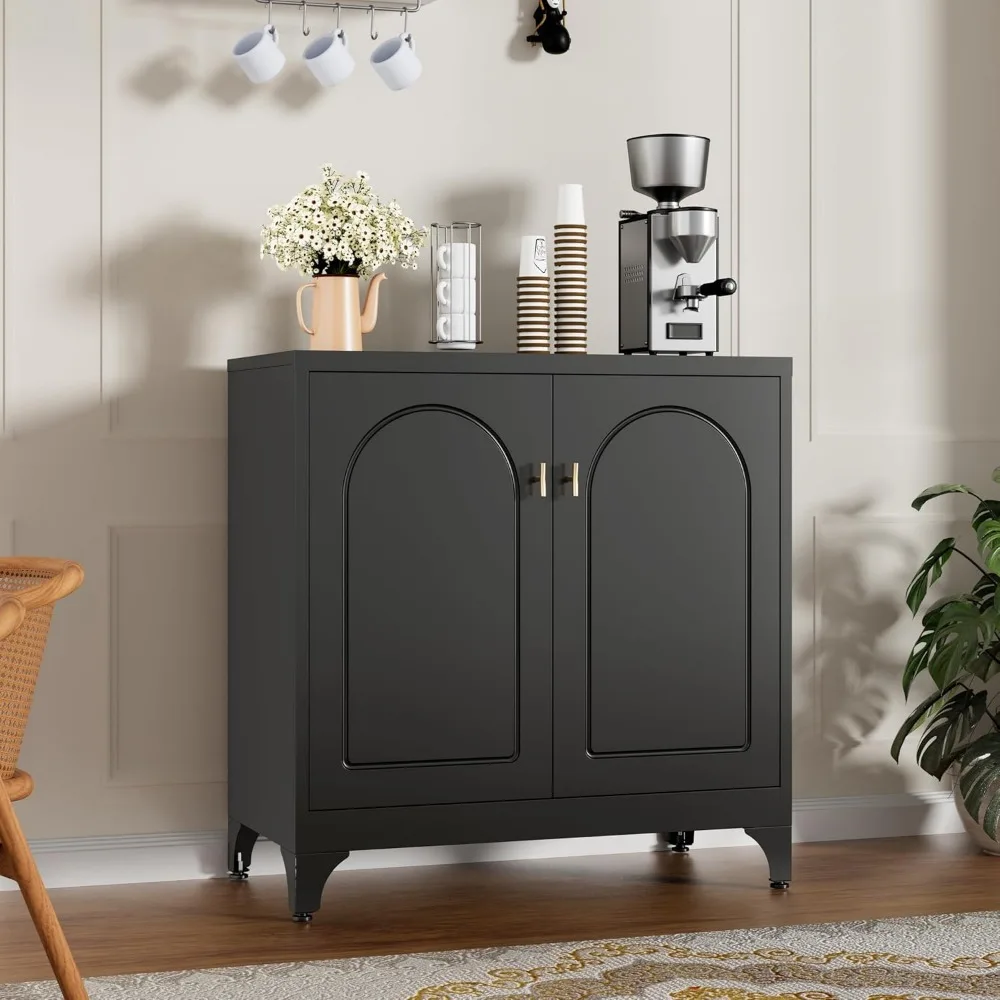 

Metal Buffet Cabinet with Storage, Accent Sideboard Cabinet with Doors and Adjustable Shelves, Coffee Bar Cabinets, Kitchen Buff