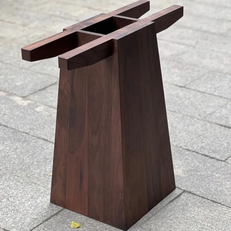 North American black walnut geometric table legs, solid wood large board tripod