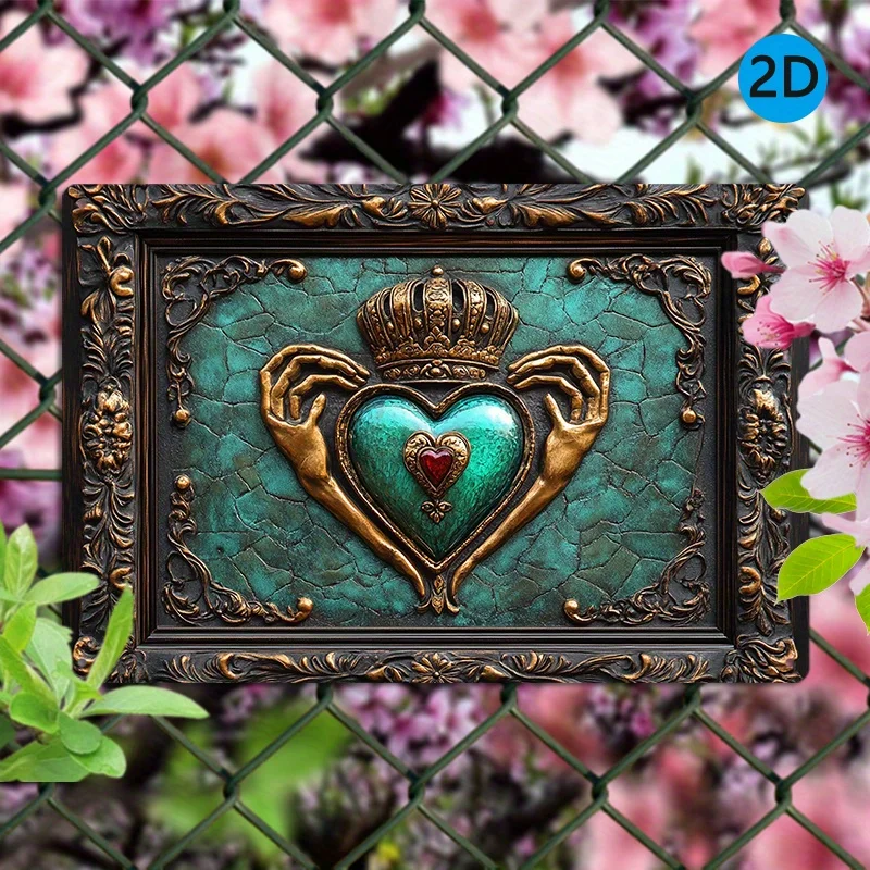 

Charming Red Heart in Hands Aluminum Wall Art - 8x12" Vintage Metal Sign for Living Room, Dining Area, Decorative Wall Poster