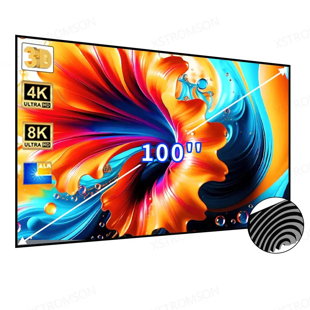 

100” 4K Ultra HD 16:9 Ambient Light Rejecting Fresnel Fixed Frame ALR Projector Screen for home theaters conference rooms etc