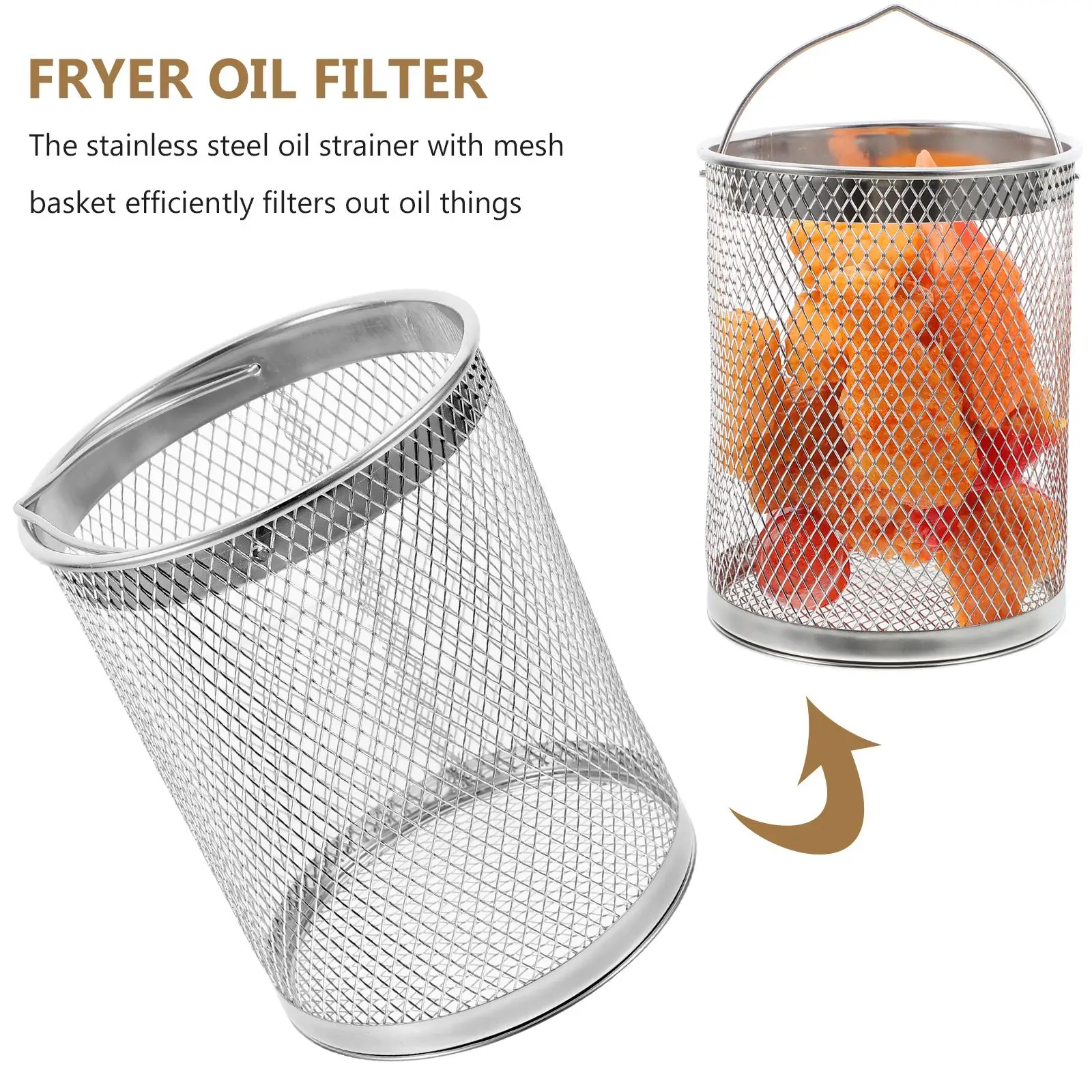 304 Stainless Steel Oil Pot Mesh Filter Replacement High Efficiency Filtration Fryer Strainer Kitchen Bar Accessories Oil