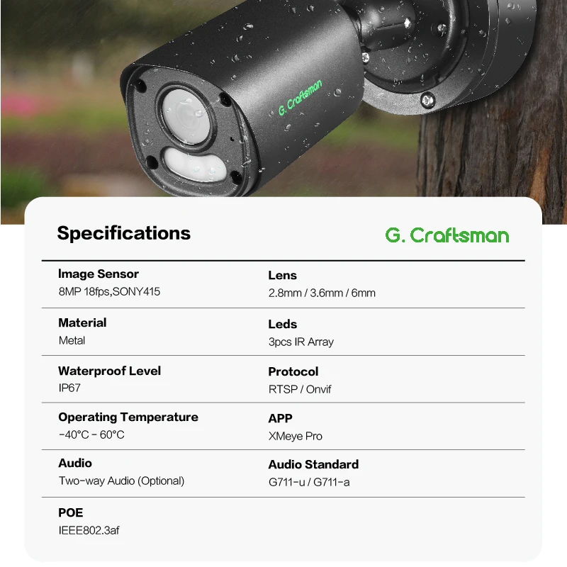 2026 GX-YUFI-M8S-B 4K 8MP High Quality Good Price  WDR IP Security Camera with Xmeye Phone APP Remote View NETIP Access