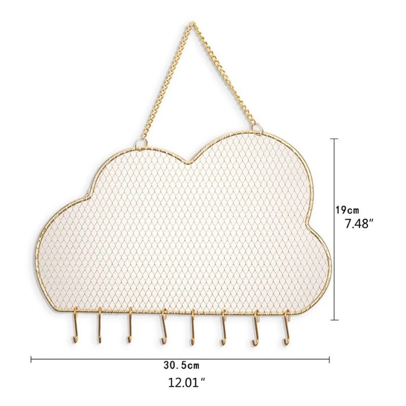 91AC Wall Earring Storage Rack Decorative Cloud-shaped Necklaces Storage Rack