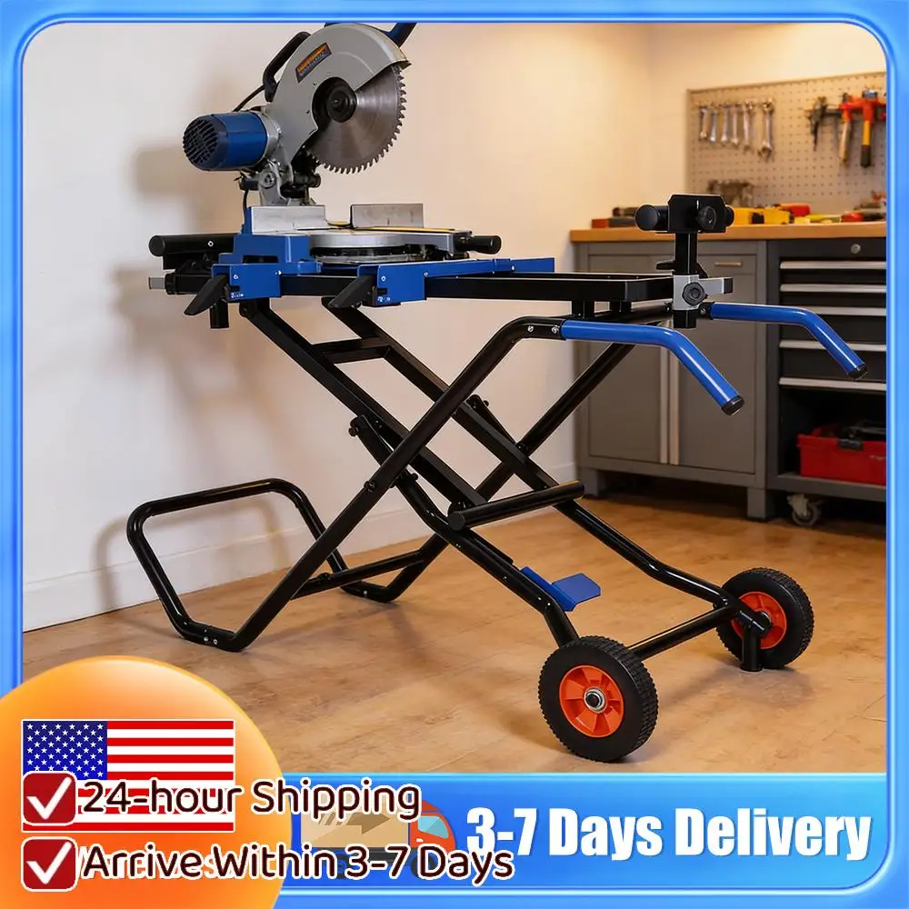 

Портативная подставка для настольной пилы с колесами для любой местности, складная, регулируемая, универсальная для большинства марок настольных пил