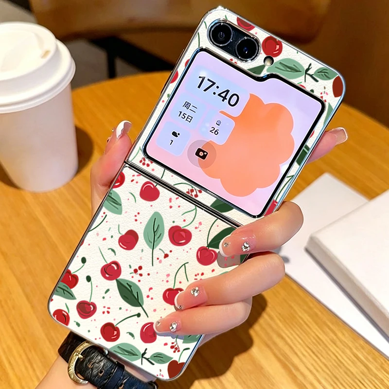 Watermelon Fruits Case For Samsung Z Flip 5 6 7 FE Hybrid Leather Skin Plating Folding Cover For Samsung Z Flip7 Flip6 Flip5
