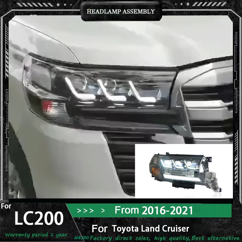 

Head Lamp for Toyota Land Cruiser LED Headlight 2016-2021 Headlights LC200 DRL Turn Signal High Beam Angel Eye Projector