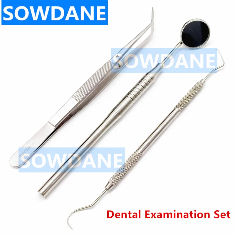 

High Quality Dental Exmination Set Mouth Mirror Probe Explorer Tweezer Dentist Oral Examination Stainless Steel Instrument Tool