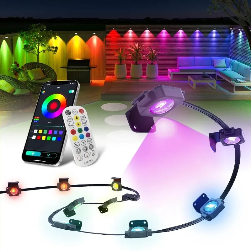 Smart RGB Outdoor Lights 50ft/100ft/200ft/200ft/300ft Smart RGBIC Eaves LED Lights Festival Flashing Lighting