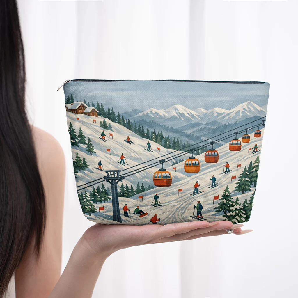 

Cosmetic Bag Enjoying Winterskiing Makeup Bag Travel Toiletry Pouch Gift for Women Best Friend Birthday Graduation Present