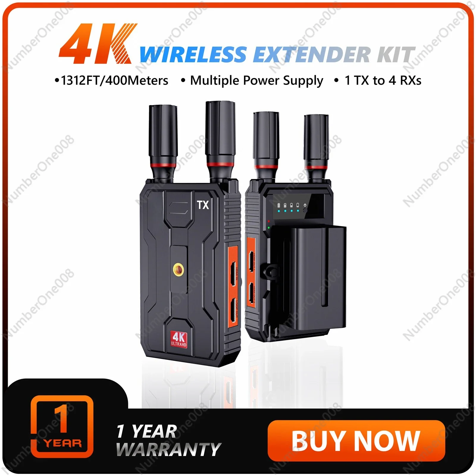 New 4K Wireless HDMI Transmitter 400M Long Distance One-to-Four Receiver High-Definition Video Audio Extender Projector TV