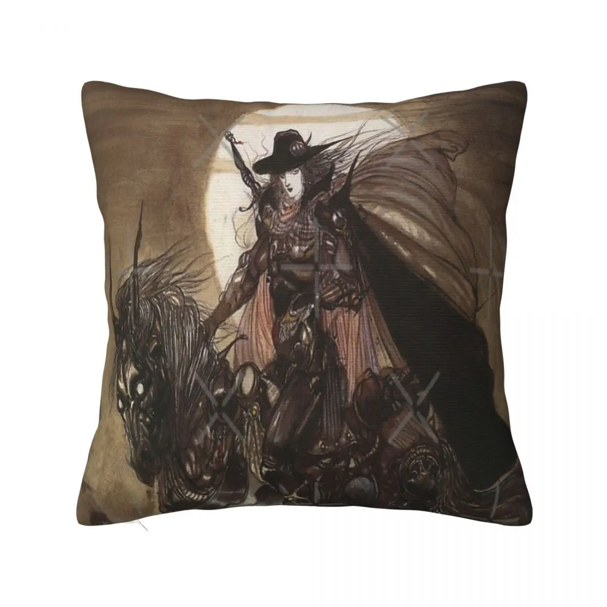 Yoshitaka Amano Vampire Hunter D Cyborg Horse Pillowcase Cushion Luxury Zipper Cushion Polyester Cushion Covers Customizable