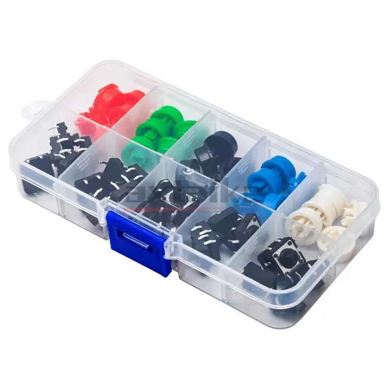 25PCS Tactile Push Button Switch Momentary 12*12*7.3MM Micro Switch Button Circular Cap Kit (5 Colors) for R3 Board Switchs Kit