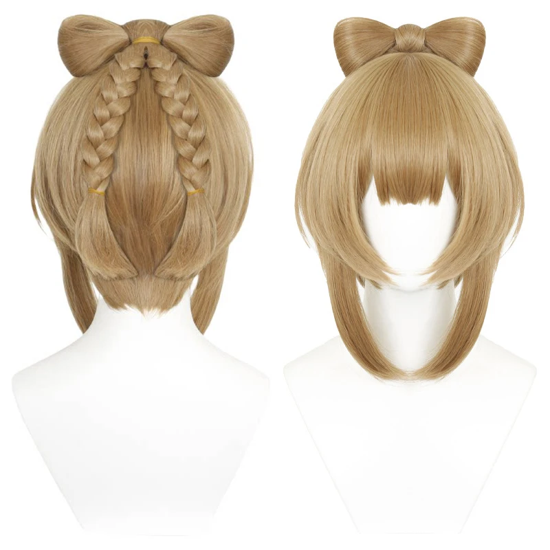 

Yaoyao Cosplay Wig Pre-Styled Warm Brown Bow Double Braids Heat Resistant Synthetic Anime Hair for Halloween Comic Con Party