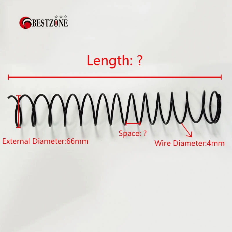 1個のみスパイラル春17.7インチの長さ45センチメートルスペース7センチメートル外径6.6センチメートルワイヤー0.4センチメートル自動販売ロータリータトゥーマシンモーターブラックメタル