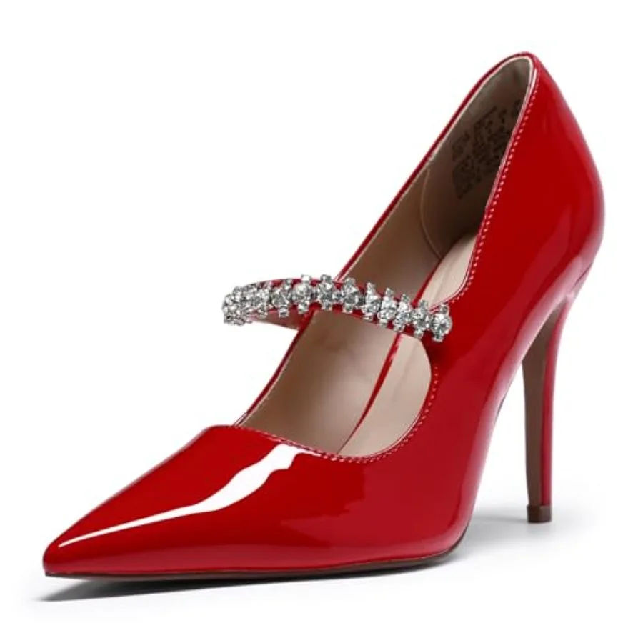 

YYNUDA Womens Pointed Toe Stiletto High Heels Rhinestone Pumps for Women Dress Pumps Shoes for Wedding Office Business, 3.7 Inc