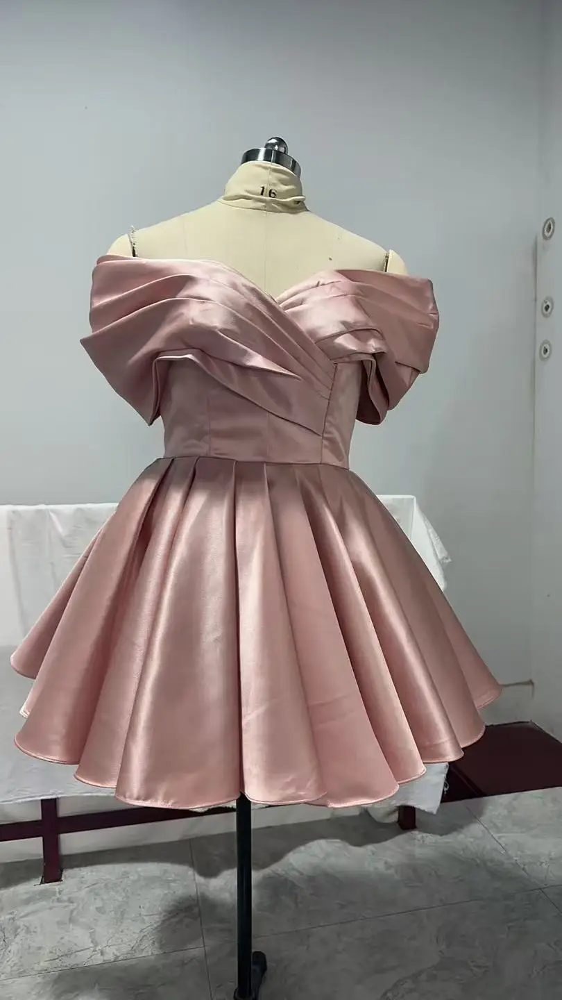

SSYTENS Sexy Mini Pink Evening Dresses Women Beach Party Gowns Off the Shoulder Customized Short Prom Dress Vestidos De Fiesta