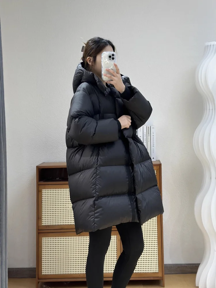 Women's Hooded Puffer Coats, Thick Snow Jackets, Mid-length Coats, Windproof, Simple, Casual, Fashion, New, Winter