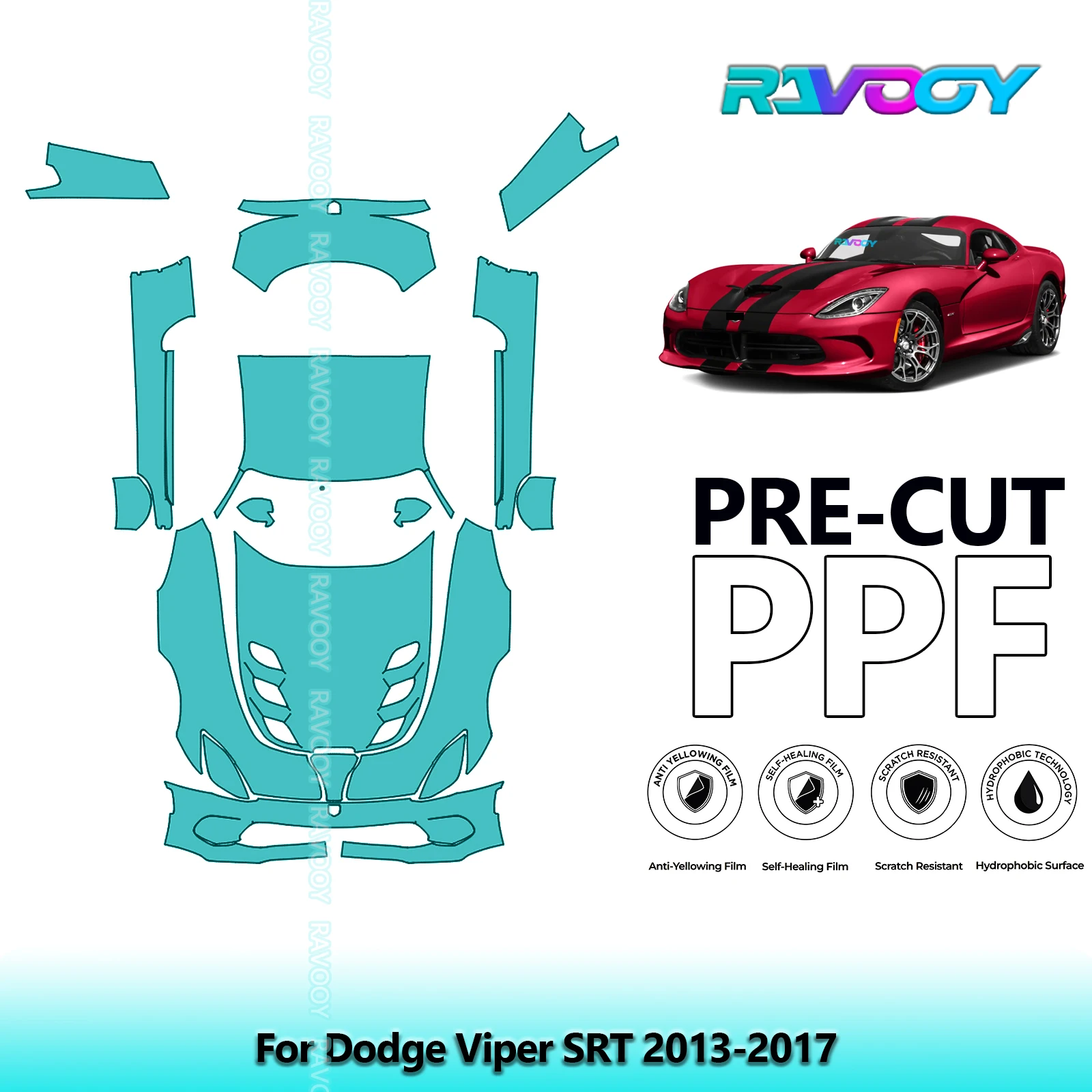 

Автомобильная предварительно вырезанная защитная пленка для краски PPF, полный автомобиль для Dodge Viper SRT 2013-2017