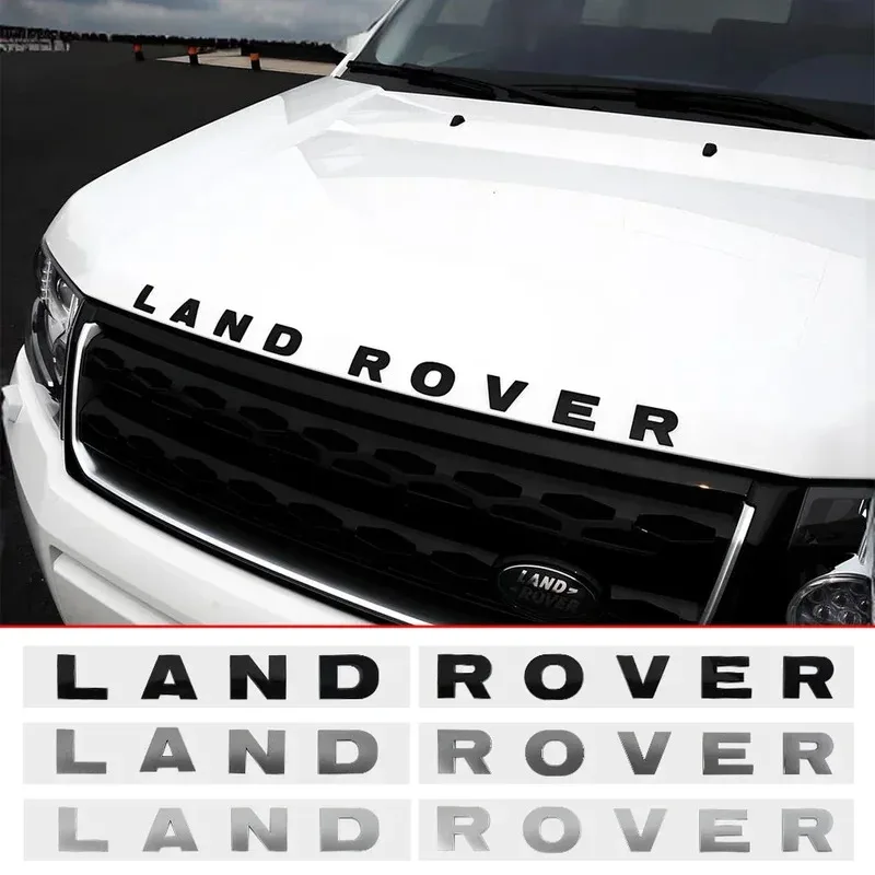 

ABS 3D Chrome Car Letter Front Hood Bonnet Range Rover Logo Badge For Landrover SVR Discovery Velar Evoque Defender Sport Evoque
