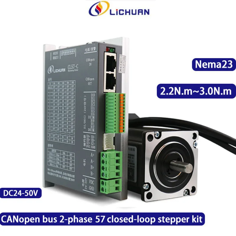 

Lichuan Cnc Kit 2.2N.m~3.0N.m Nema23 Stepper Motor CANopen Bus 2-Phase Closed-loop Stepper Driver kit Engraving Milling Machine