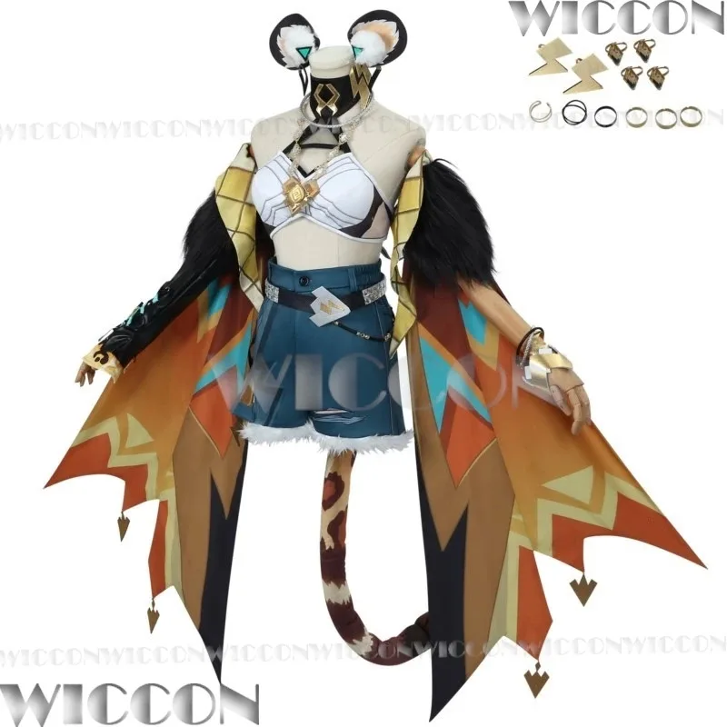 

25COSXilonen Game Genshin Impact Косплей Костюм Горячий Женский Костюм Леопардовый Блондинка Парик Обувь Татуировка Наклейка Рождество Хэллоуин Custo