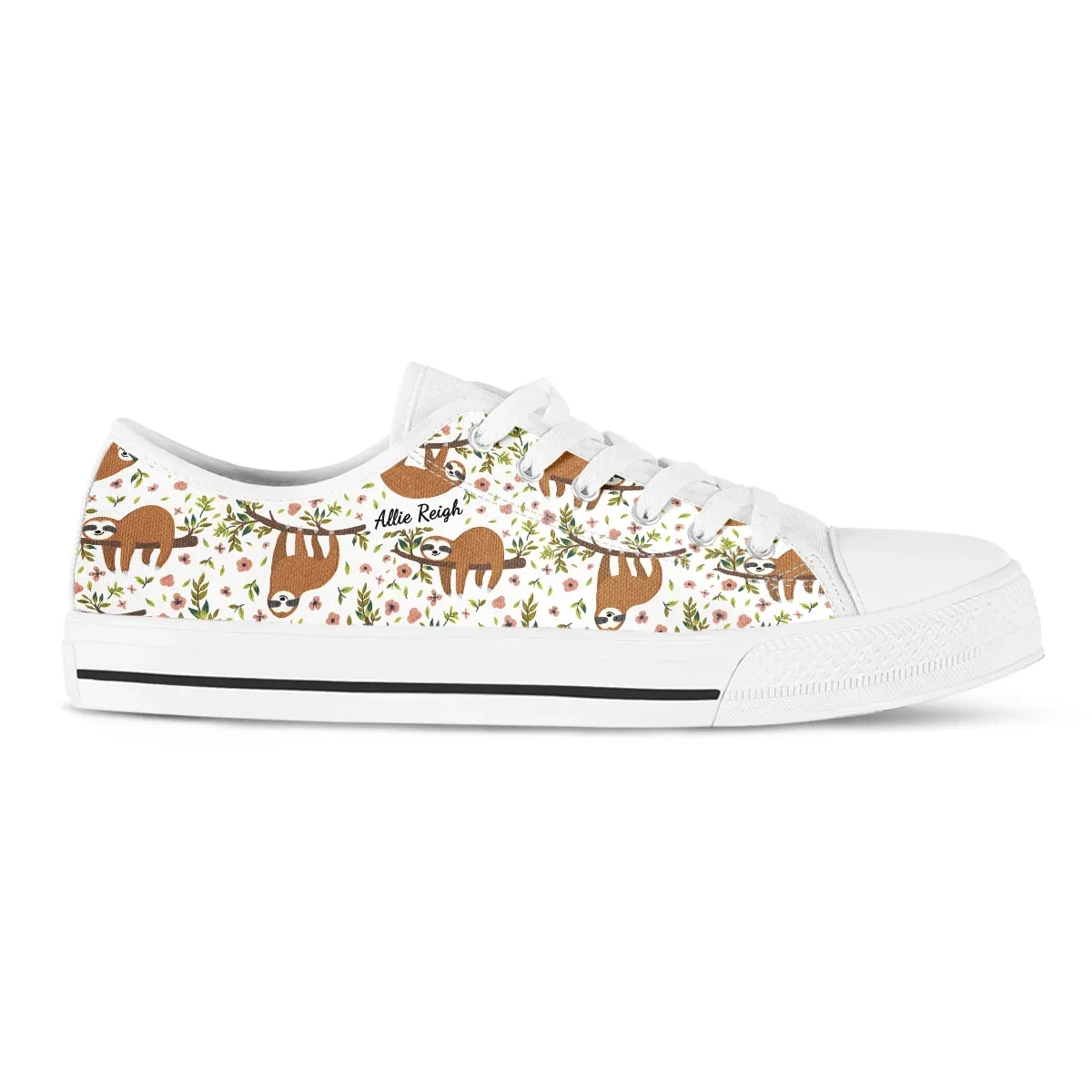 Cartoon Sloth Unisex Women Shoes Casual Sneakers Lace Up Low Style Breathable Comfortable Rubber Sneakers