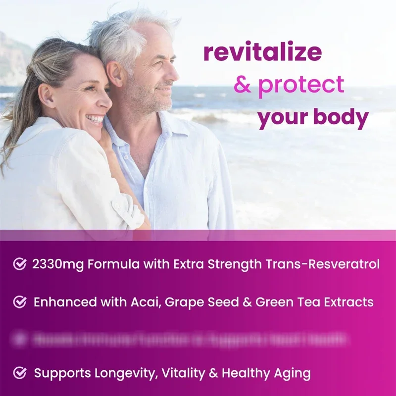 Resveratrol Supplement 1400mg, 60 Pure Plant Capsules with Trans Resveratrol, Green Tea Leaves, Brazilian Berries