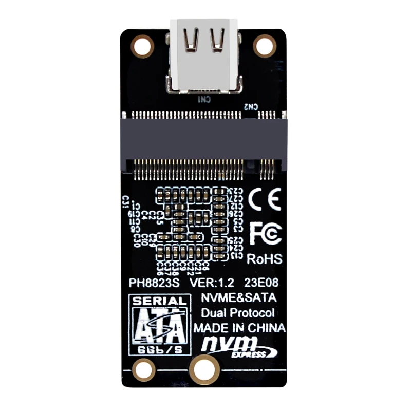 M2 to USB 3.1 TYPE C Adapter M2 PCIE NVME SSD / M.2 SATA SSD to USB C Riser Board 10Gbps Dual Protocol JMS581 for M/B+M Key 2230