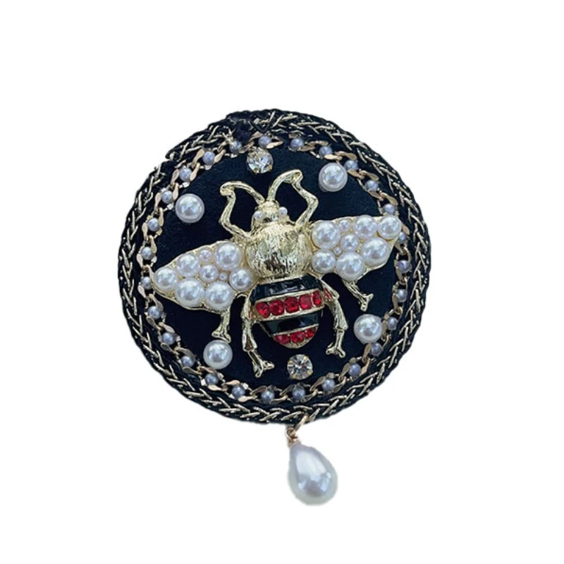 

High-end Retro Rhinestone Bee Brooch Fabric Bow Flower Pins Scarf Buckle Badge Fashion Jewelry Gifts for Women Accessories