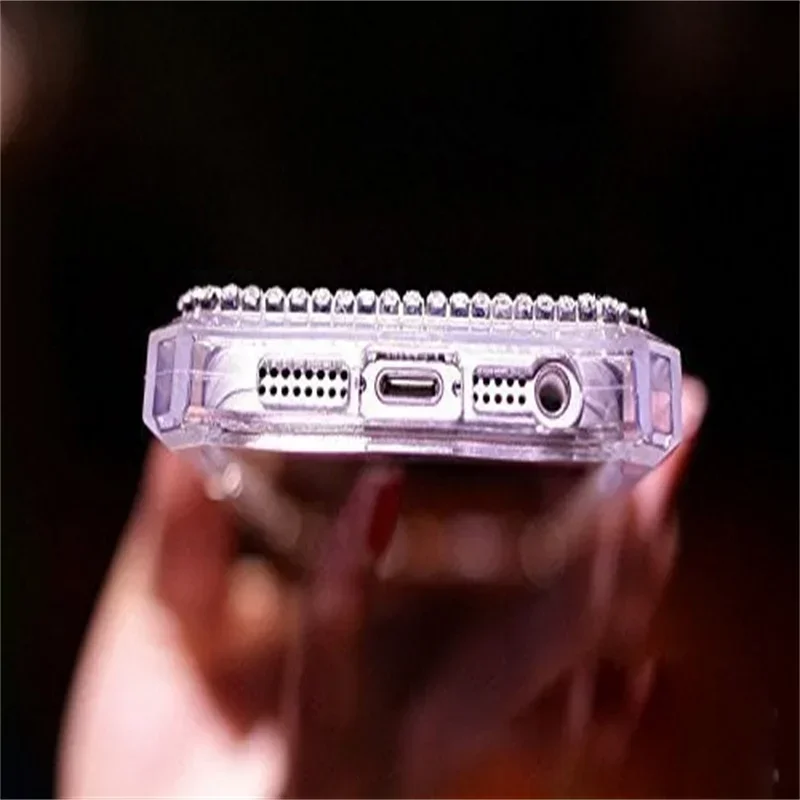 Fashion Bling Diamond Pearl Perfume Bottle Chain Handbag Cover For iPhone 13 14 12 16Pro X XS MAX XR 15  16Plus Phone Case