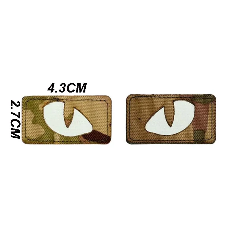 2 Stück/Set, Katzen-Tigeraugen-Klettverschlüsse, im Dunkeln leuchtende Patches, militärische Aufkleber, taktische Applikationen für Rucksack, Weste, Helm, Ausrüstung – Detail 12