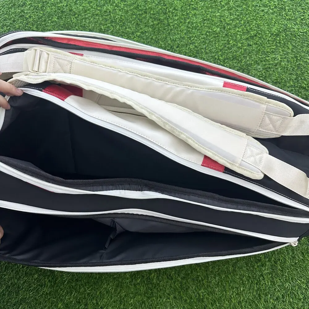 Wilson 2024 Tennis Bag New COURAGE Series Red, White, Black Backpack 9-Pack Tennis Racket Bag Accessories Bag for Men and Women