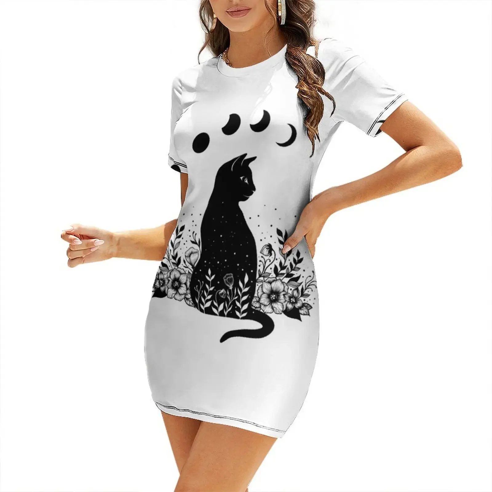 

Night Garden Cat Short-Sleeved Dress dress summer 2025 women birthday dress for women luxury 2025 women party dresses