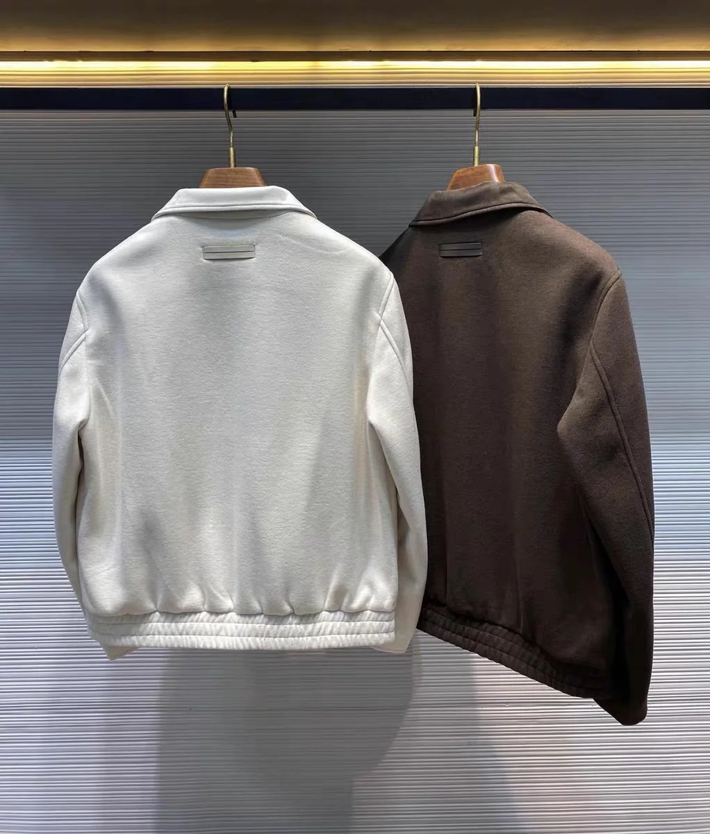 Herren Herbst Winter Busin Casual Faion Jaet Mantel Klappe Kragen Gemischte Wolle Stoff Mittleren Alters Stand Fit Lange Sve Zi...