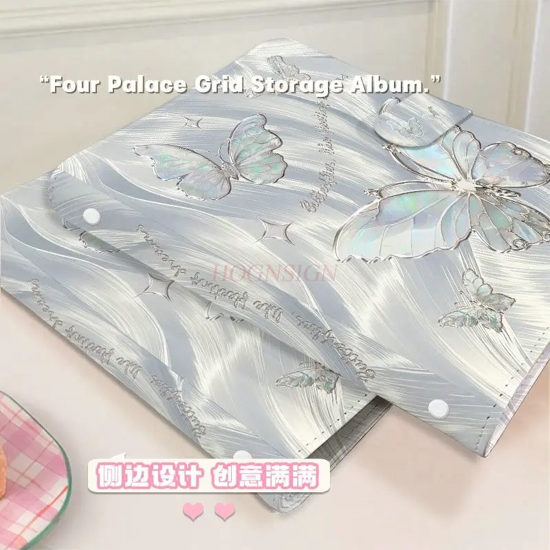 1book 5-inch two grid Polaroid photo album PU leather soft shell magnetic buckle insert style quicksand butterfly collection
