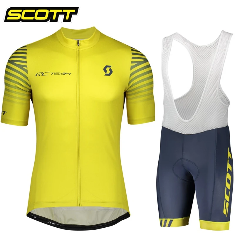 SCOTT Team Cycling Jersey Set Summer Short Sleeve Breathable Men\'s MTB Bike Cycling Clothing Maillot Ropa Ciclismo Uniform Suit