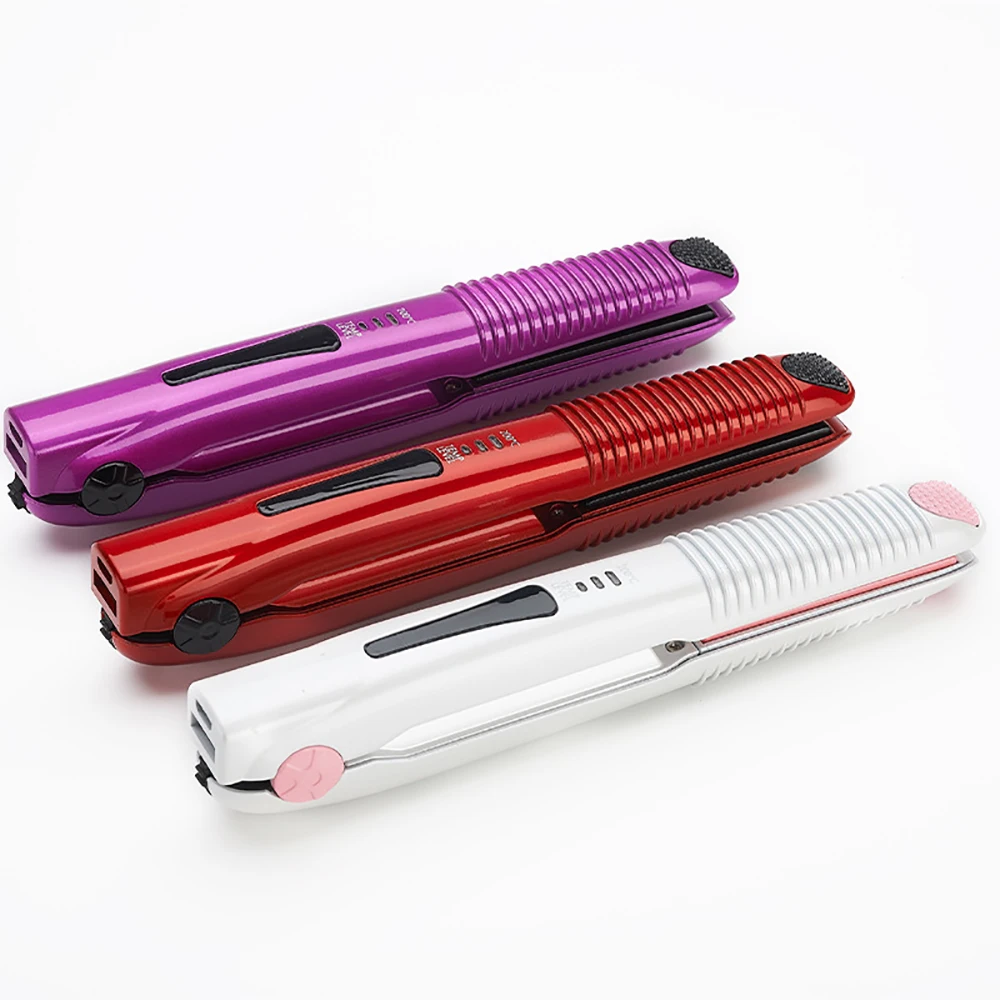 Lisseur de cheveux Portable sans fil, 25W, recharge USB, Mini fer à lisser professionnel, chauffage rapide, LED sec et humide, outils de coiffure