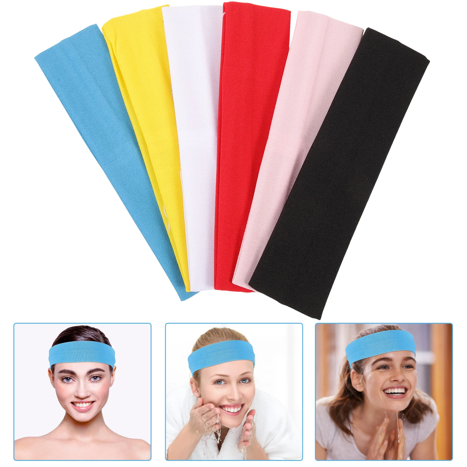 6 Pcs/pack Women Headband Hair Bands Sports Headwear Sweatband Fitness Headgear Running