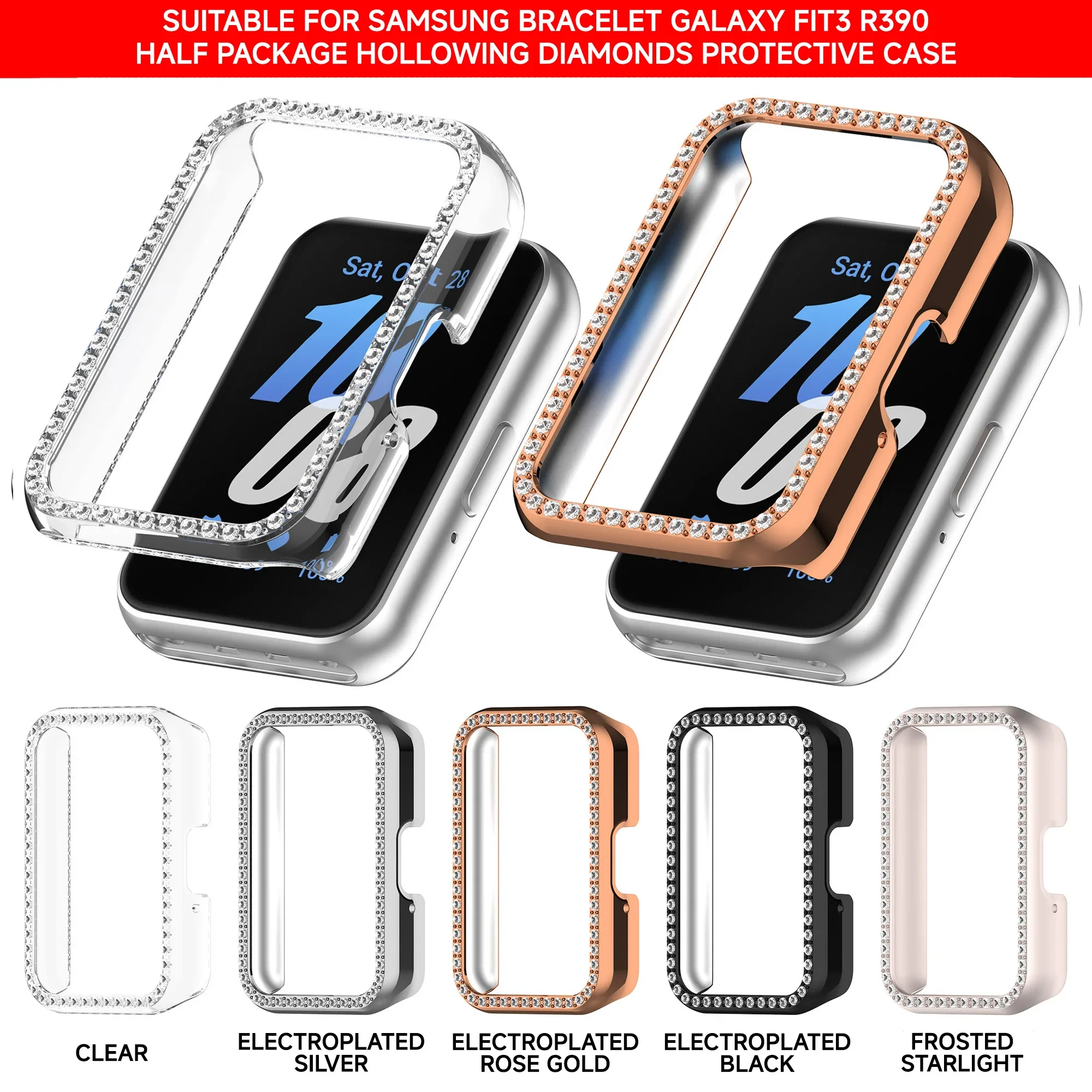 Diamond Protective Case for Samsung Galaxy Fit 3 Hollow Cover Protector PC Shell for Galaxy Fit3 Fashionable Accessories