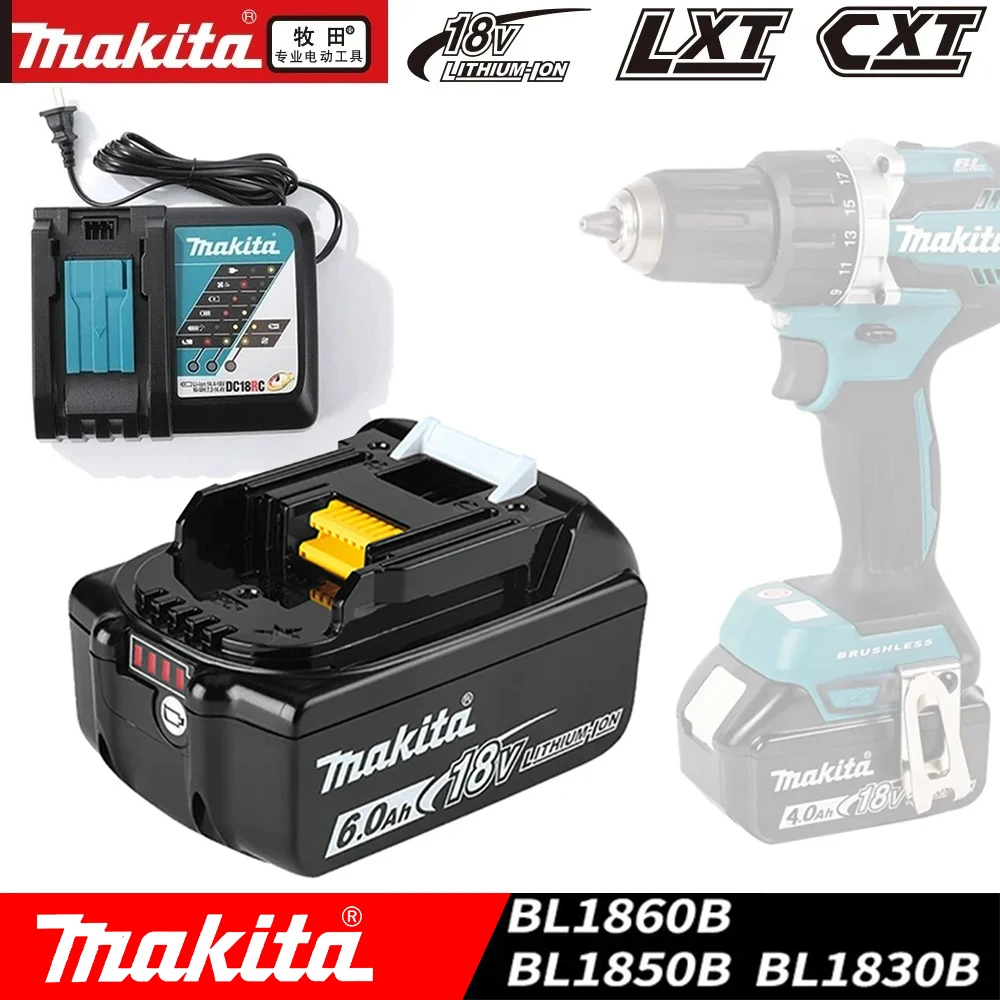 

Литий-ионная аккумуляторная батарея Makita 18 в 3 ач/5 ач/6 ач, для электроинструмента LXT BL1860B BL1860 BL1850