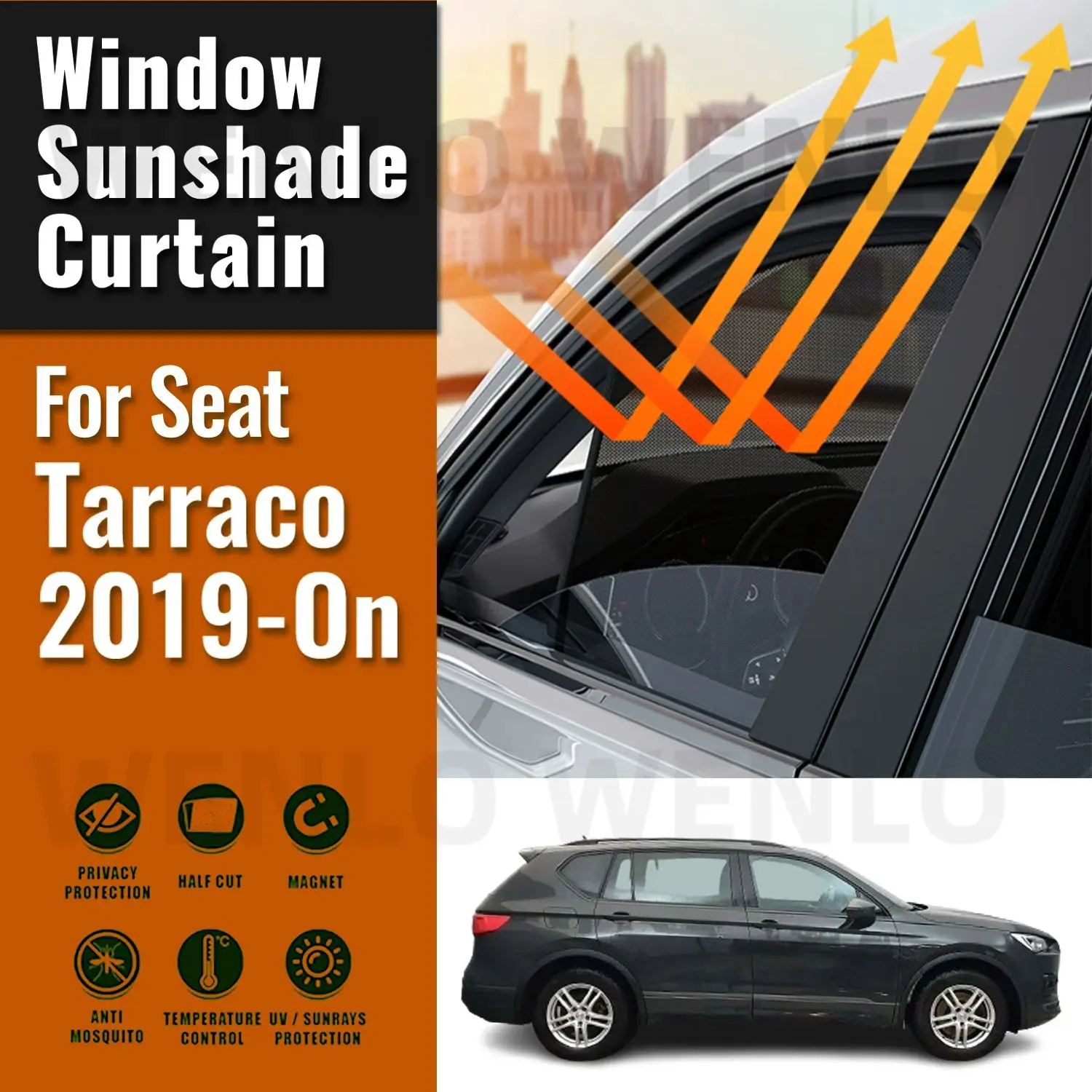 For Seat Tarraco 2019 2020 2021 2022 2023 2024 Magnetic Car Sunshade Front Windshield Frame Curtain Rear Side Window Sun Shades