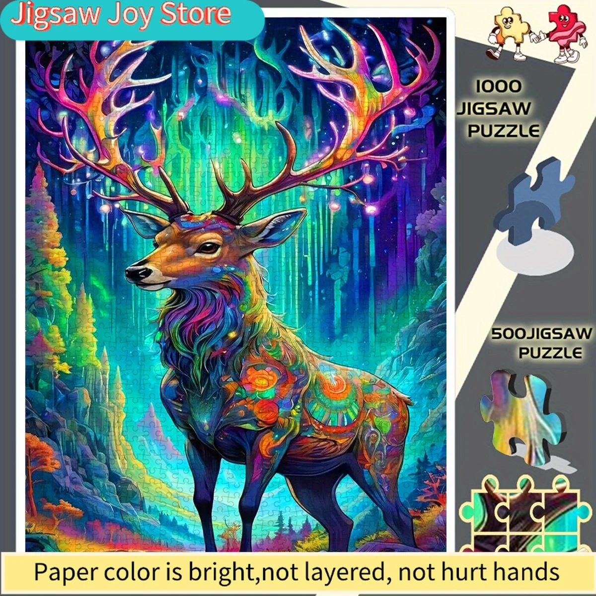 

Пазл-головоломка без рамки «Сказочный лес с радужными оленями» — идеально подходит для любителей пазлов — бумажный пазл — развивающий пазл