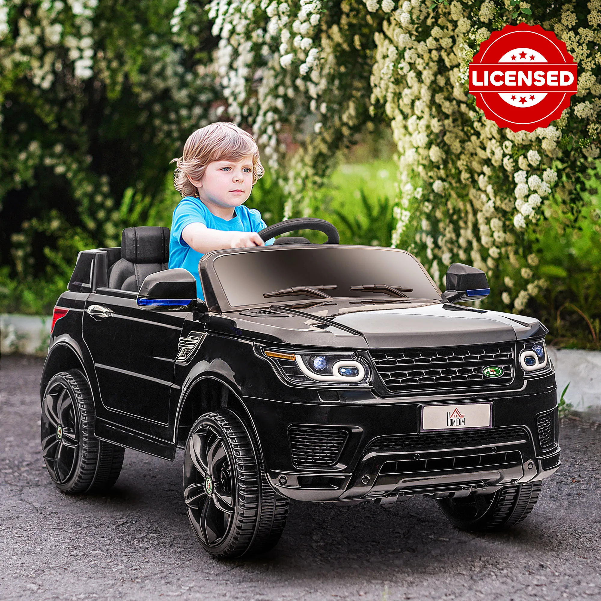 Homcom gelicentieerde elektrische auto voor kinderen van 3 tot 6 jaar met 2 motoren en afstandsbediening 12V 110X68X52 cm zwart