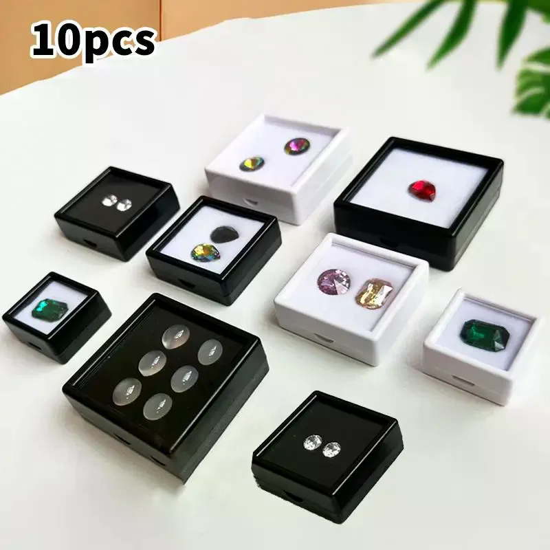 10PCS Gems Packaging Box Jewelry Organizer  Storage Container for DIY Ring Display