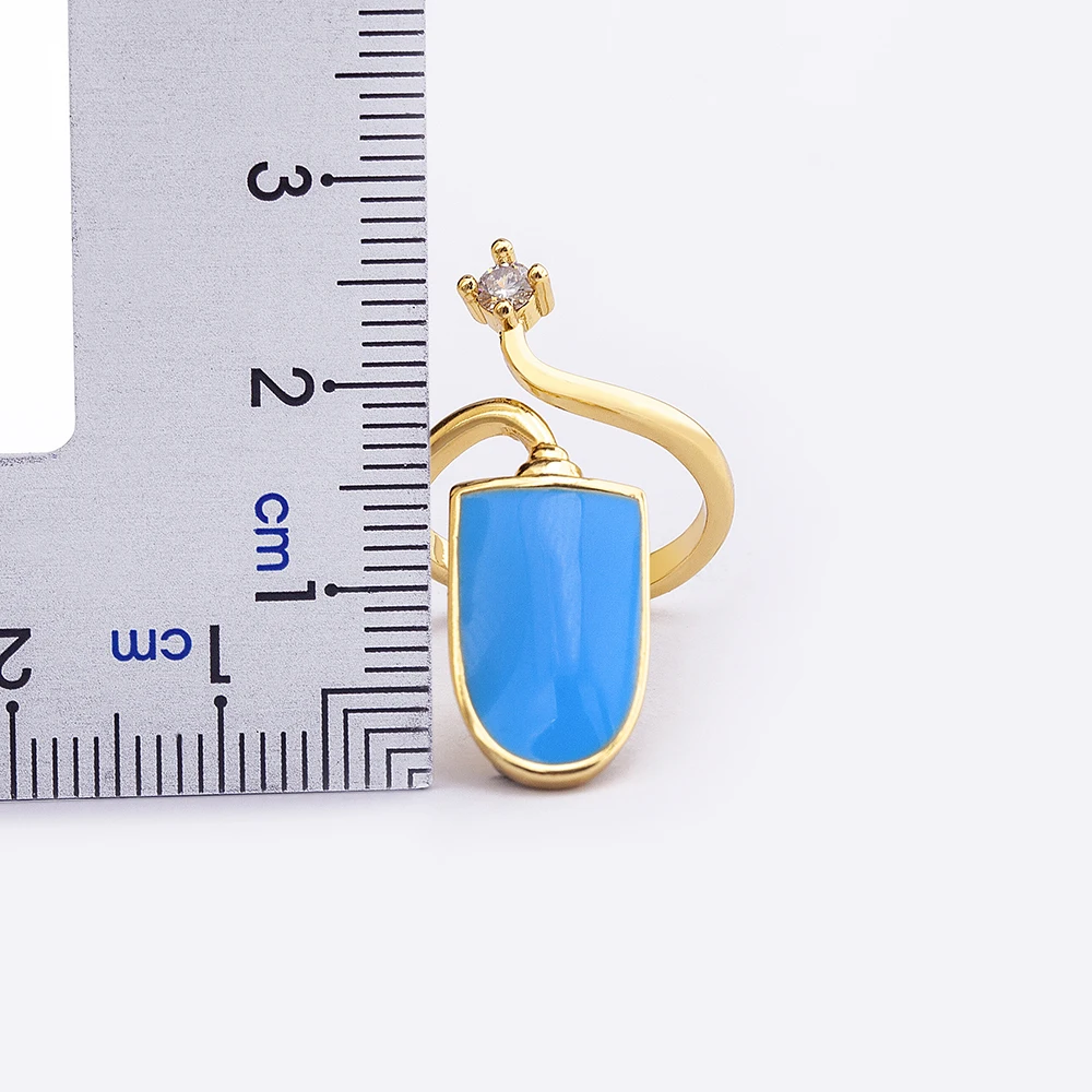 Nidin 8 Colors Creative Fingertips Shining CZ Crystal Enamel Dripping Oil Nail Cover Adjustable Rings for Women Fashion Jewelry